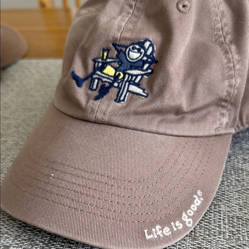 Life Is Good Taupe Cap with Embroidered Graphic
